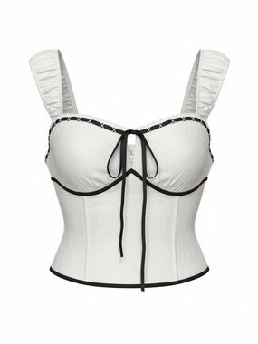 White Bustier Top with Black Trim